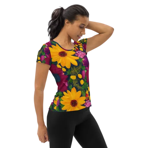 Solar Bouquet on a Women's Athletic T-Shirt