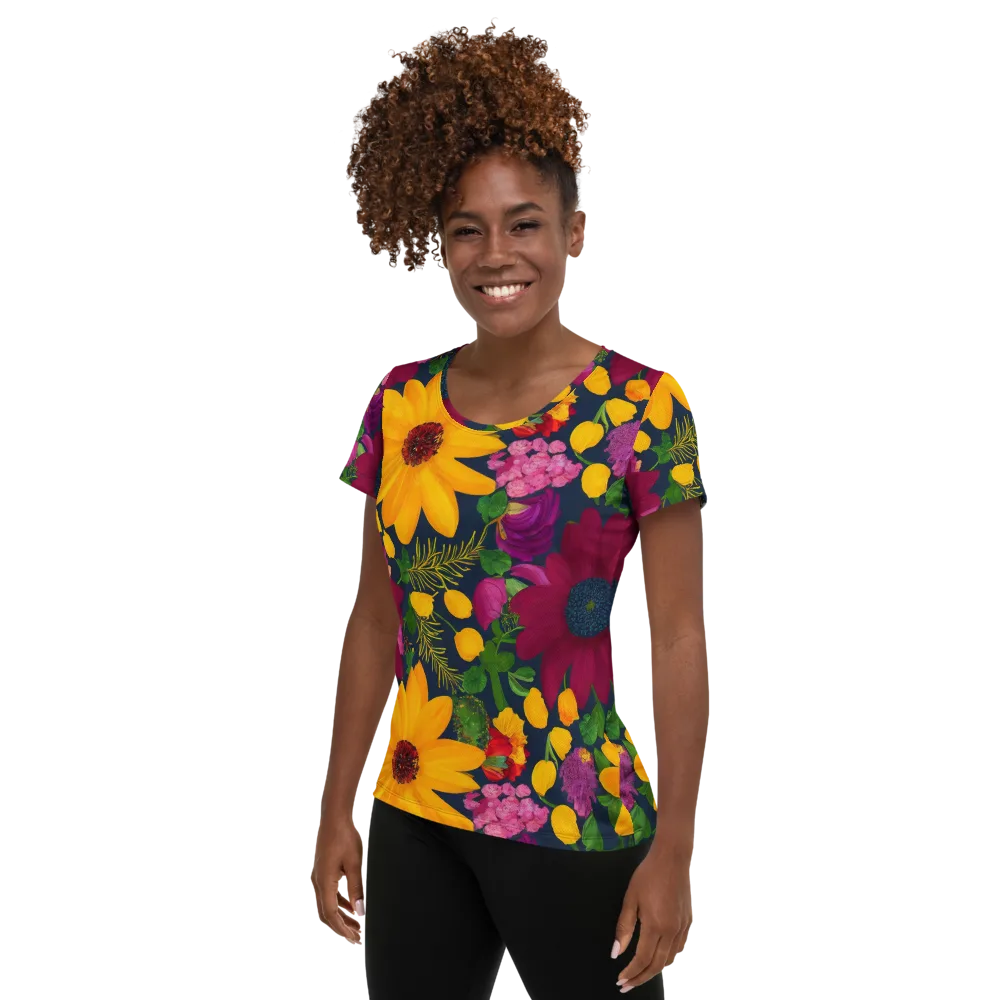 Solar Bouquet on Women's Athletic T-Shirt — Left