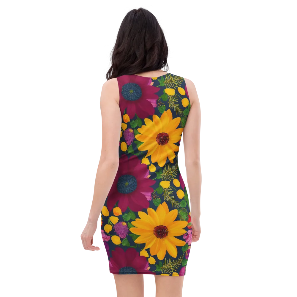 Solar Bouquet on Bodycon Dress — Back