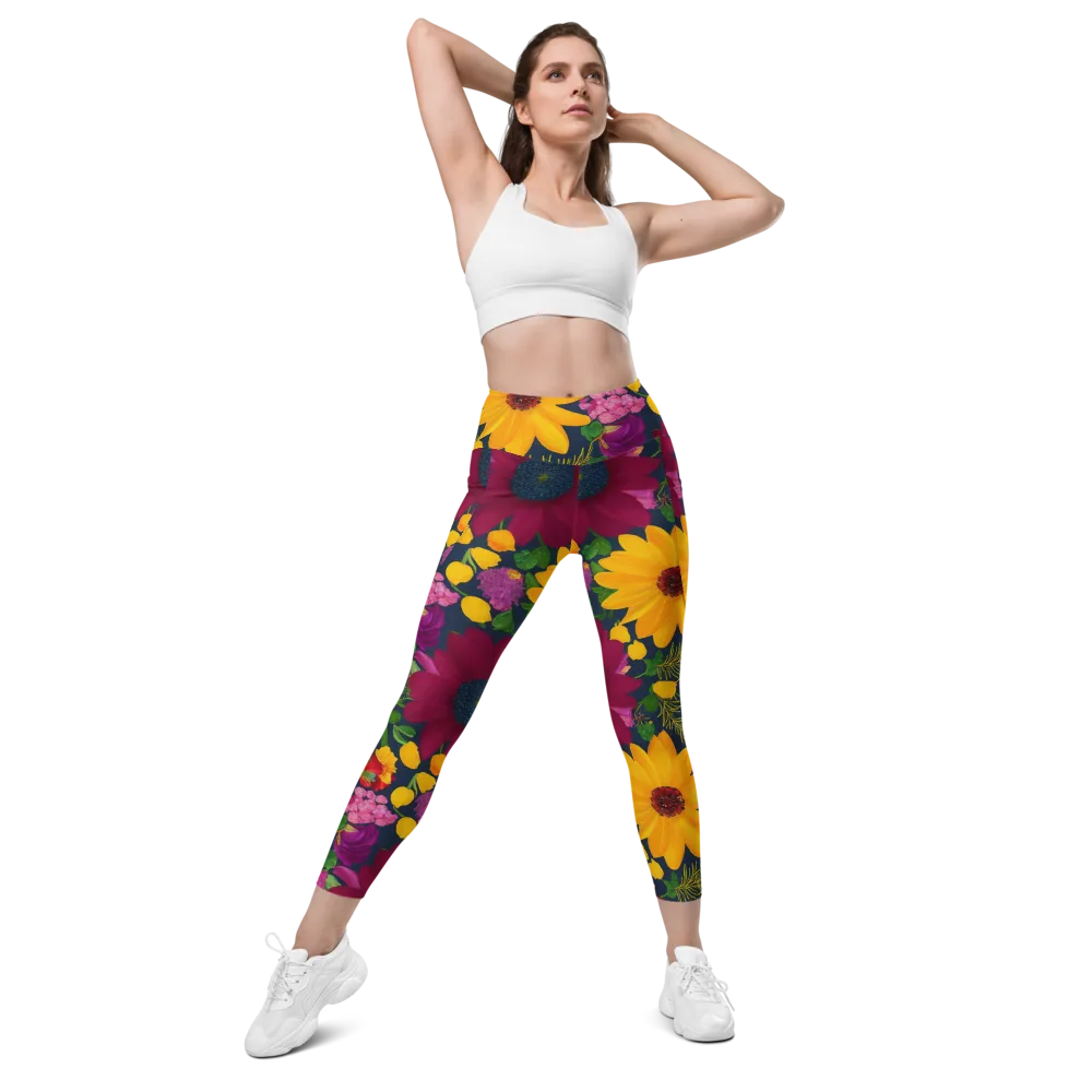 Solar Bouquet on Leggings with Pockets — Front