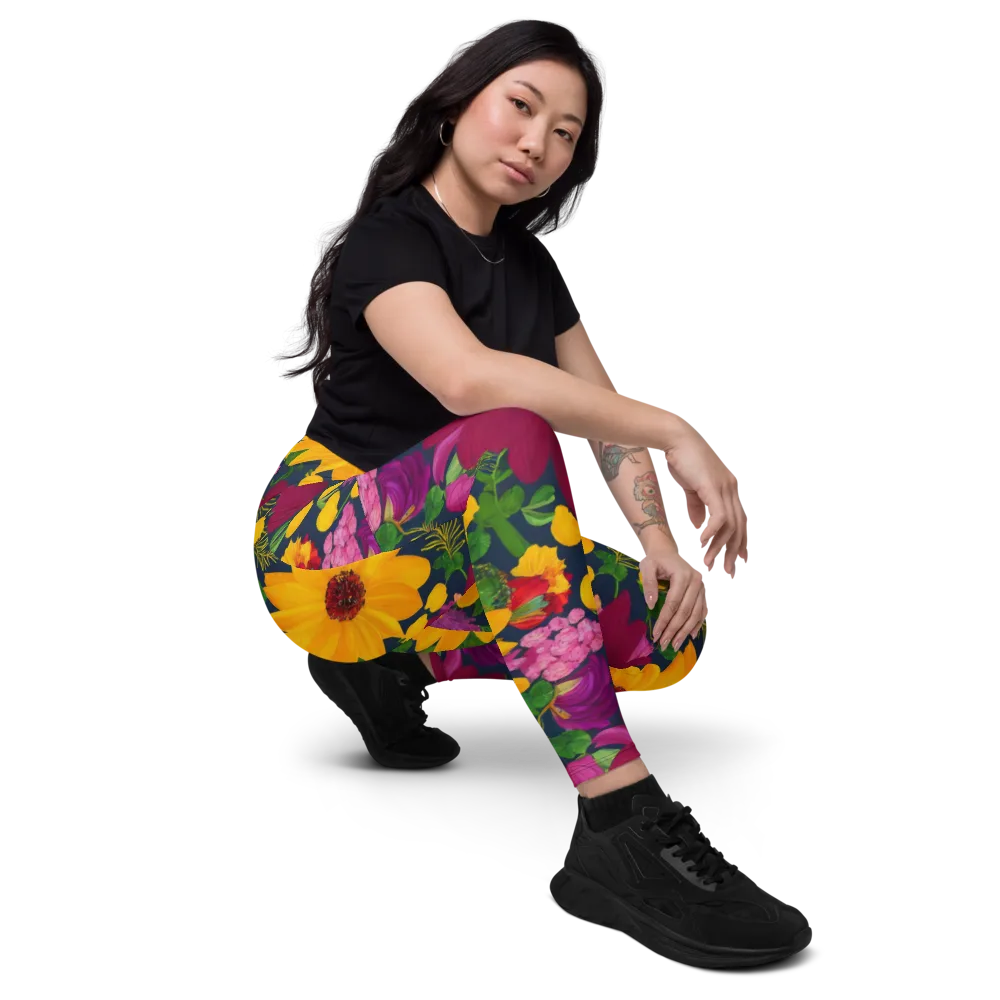 Solar Bouquet on Leggings with Pockets — Right Front