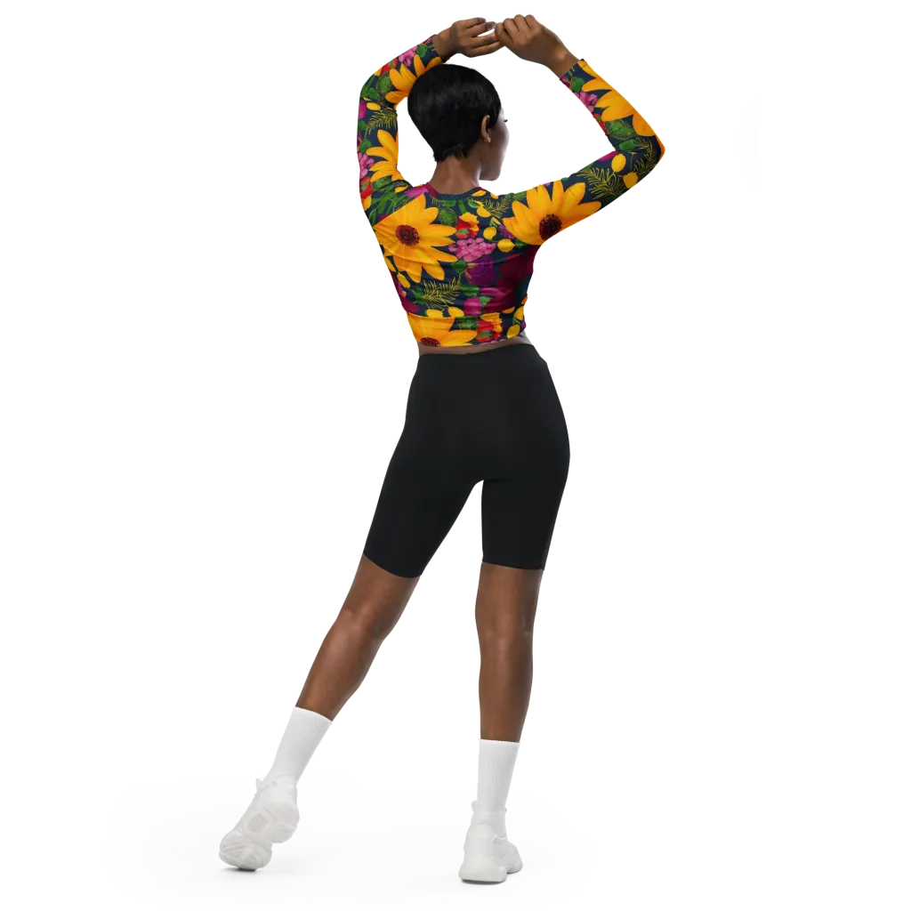 Solar Bouquet on Long Sleeve Crop Top — Back