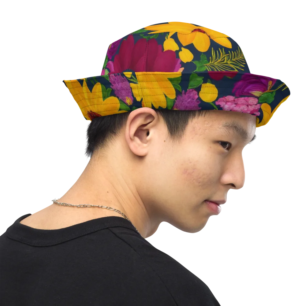 Solar Bouquet on Reversible Bucket Hat — Right Outside