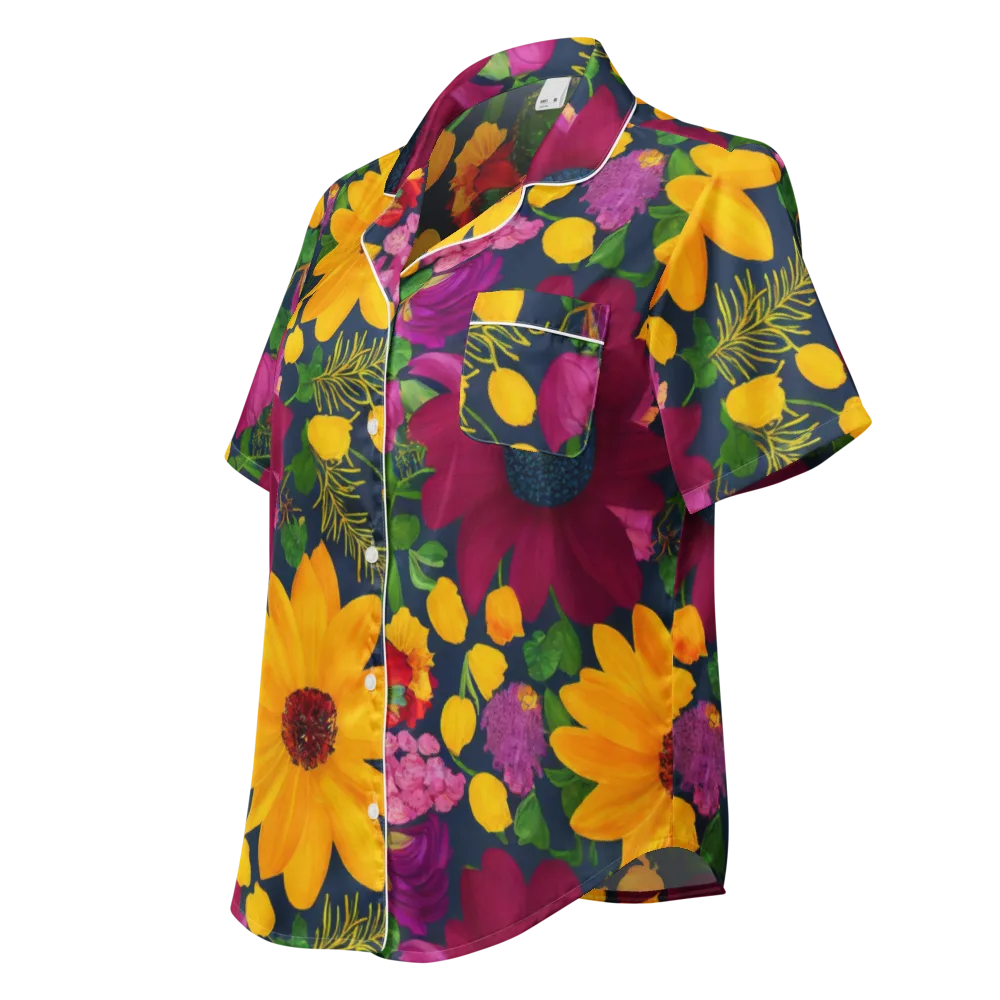 Solar Bouquet on Women's Short Sleeve Pajama Top — Left Front