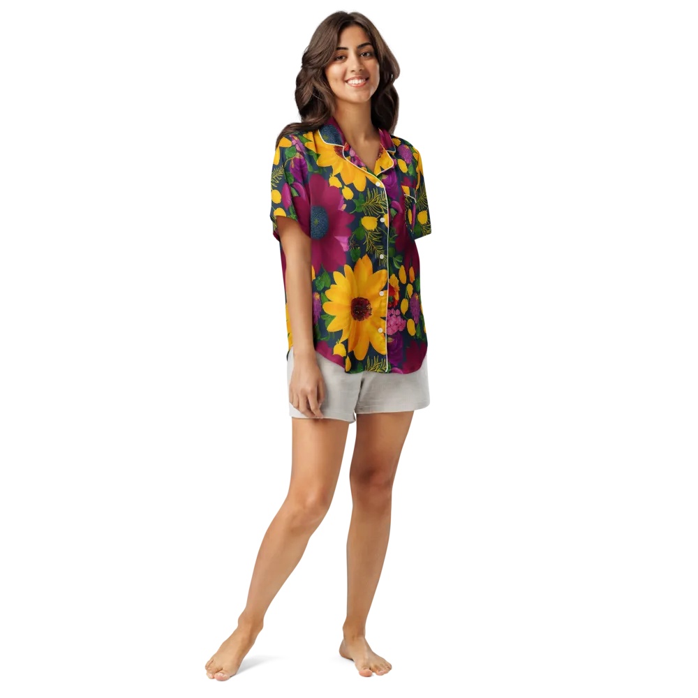 Solar Bouquet on Women's Short Sleeve Pajama Top — Front
