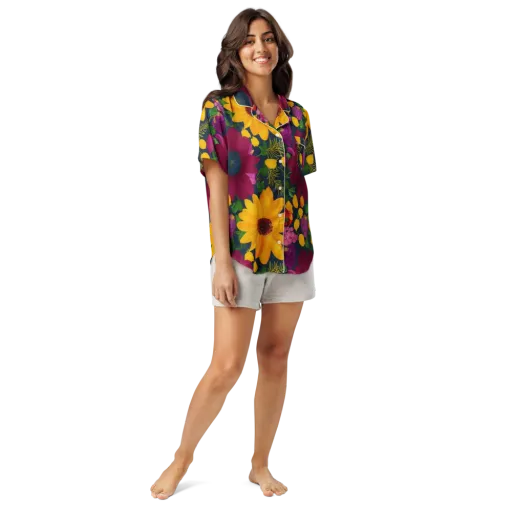 Solar Bouquet on a Women's Short Sleeve Pajama Top