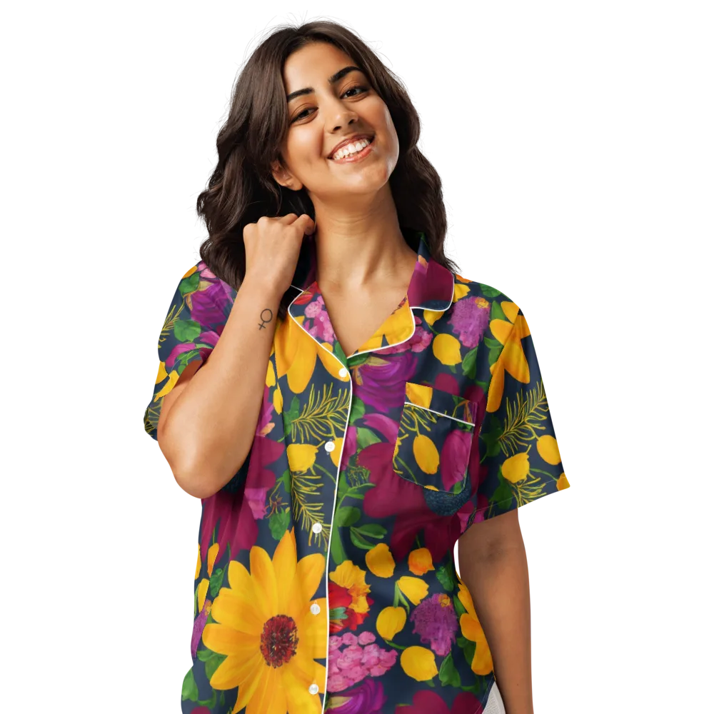 Solar Bouquet on Women's Short Sleeve Pajama Top — Front