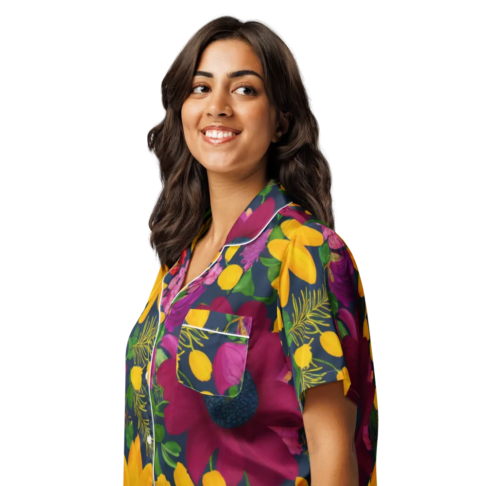 Solar Bouquet on Women's Short Sleeve Pajama Top — Left Front