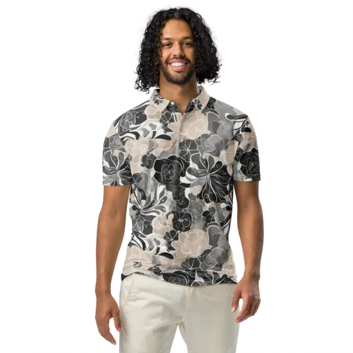 Chalk Bloom on a Men's Slim Fit Polo Shirt