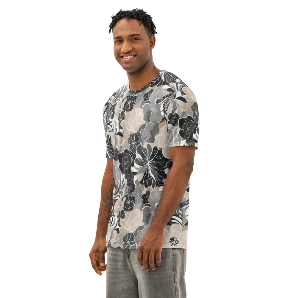 Chalk Bloom on Men's Cotton Crew Neck T-Shirt — Left Front