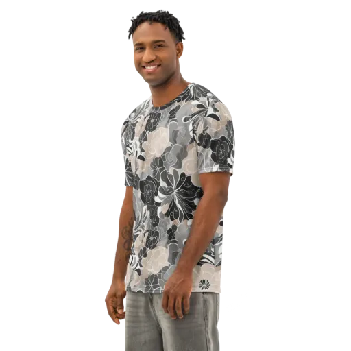 Chalk Bloom on a Men's Cotton Crew Neck T-Shirt