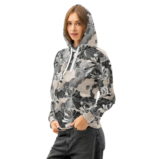 Chalk Bloom on a Cotton Hoodie