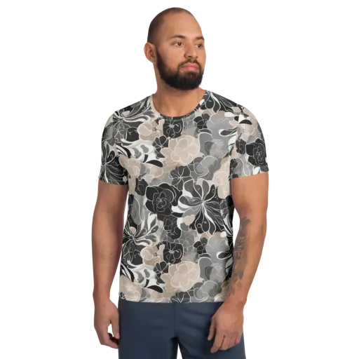 Chalk Bloom on a Men's Athletic T-Shirt