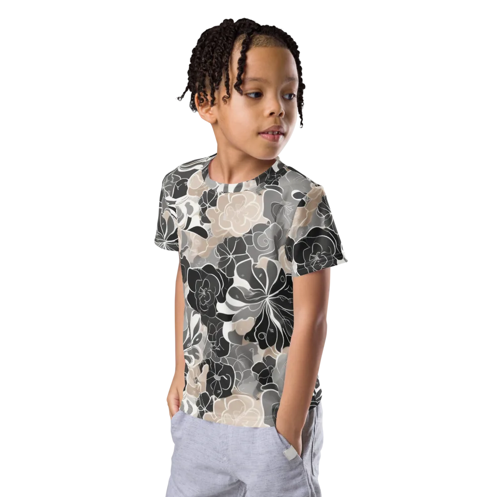 Chalk Bloom on Kids Crew Neck T-Shirt — Left Front