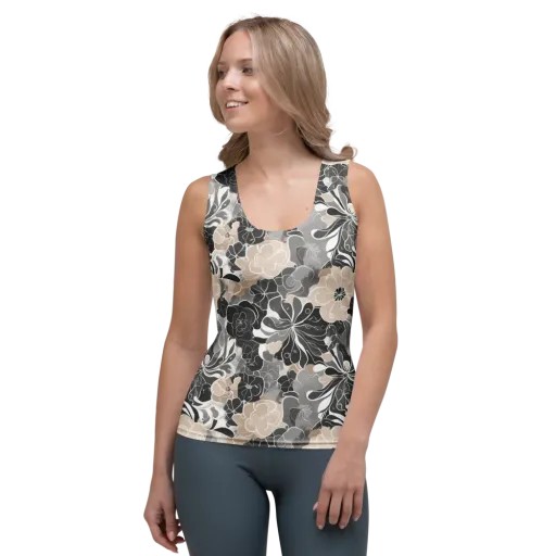 Chalk Bloom on a Women's Tank Top