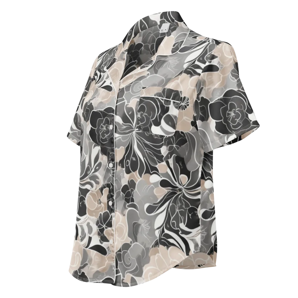 Chalk Bloom on Women's Short Sleeve Pajama Top — Left Front