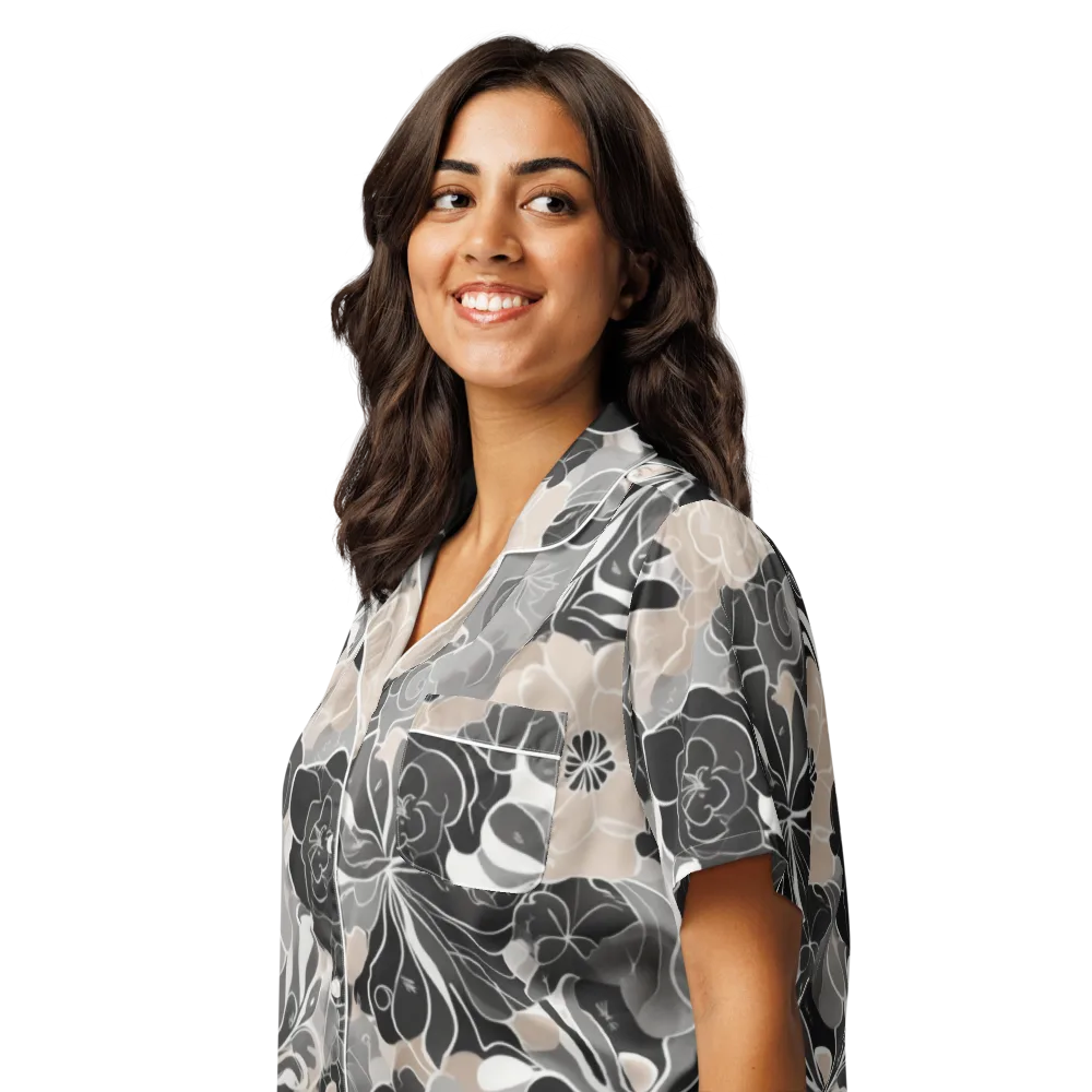 Chalk Bloom on Women's Short Sleeve Pajama Top — Left Front