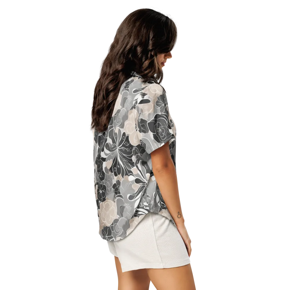 Chalk Bloom on Women's Short Sleeve Pajama Top — Right Back