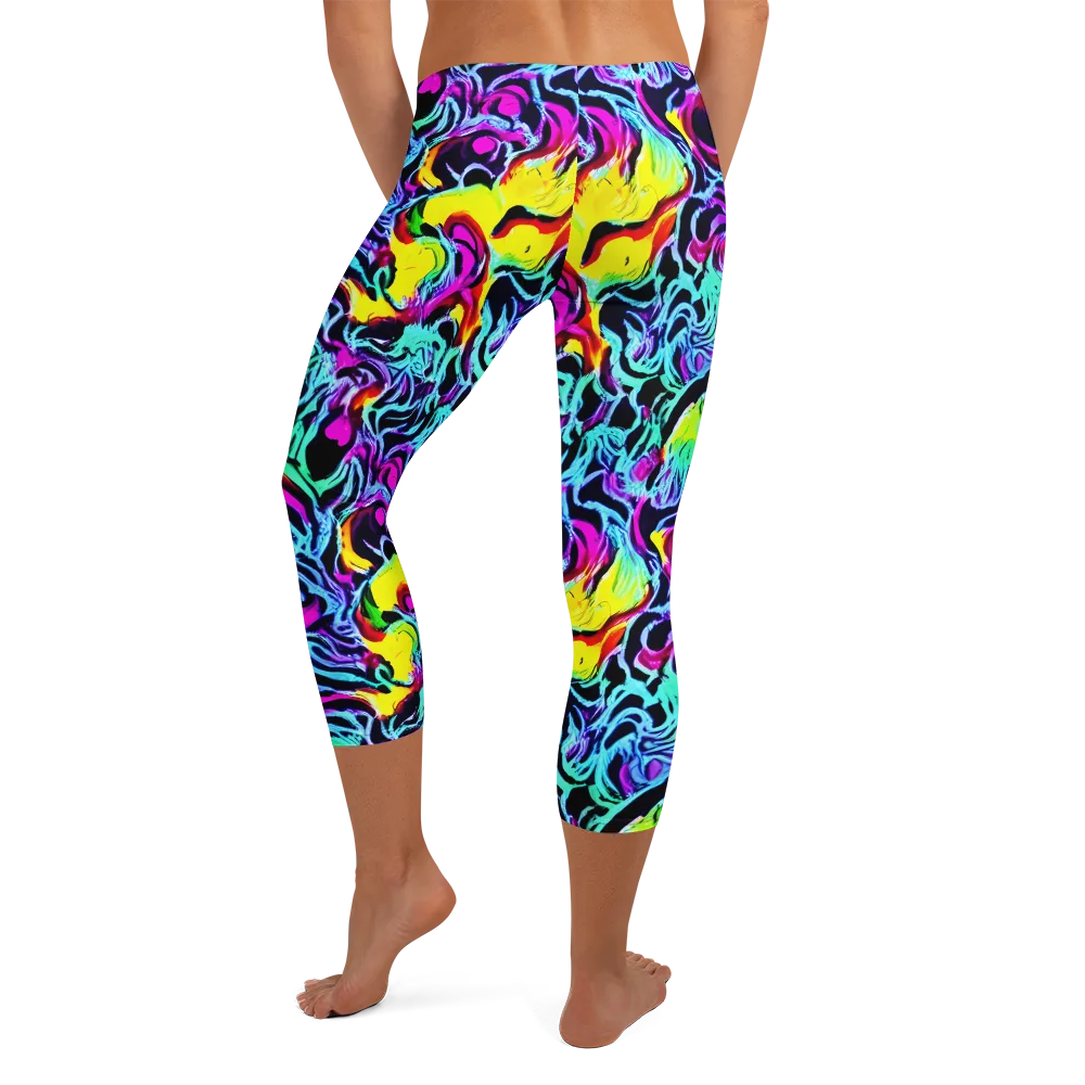 Fluoro Fever on Capri Leggings — Back
