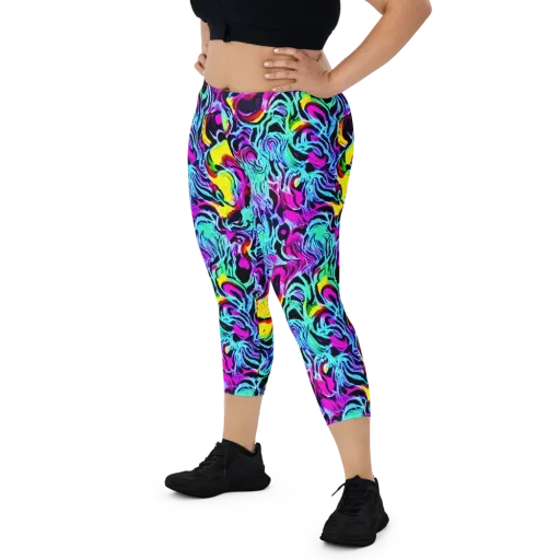 Fluoro Fever on a Capri Leggings