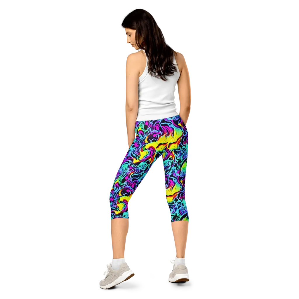Fluoro Fever on Capri Leggings — Back