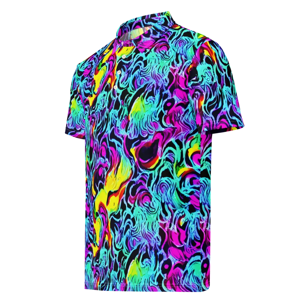 Fluoro Fever on Men's Slim Fit Polo Shirt — Left Front
