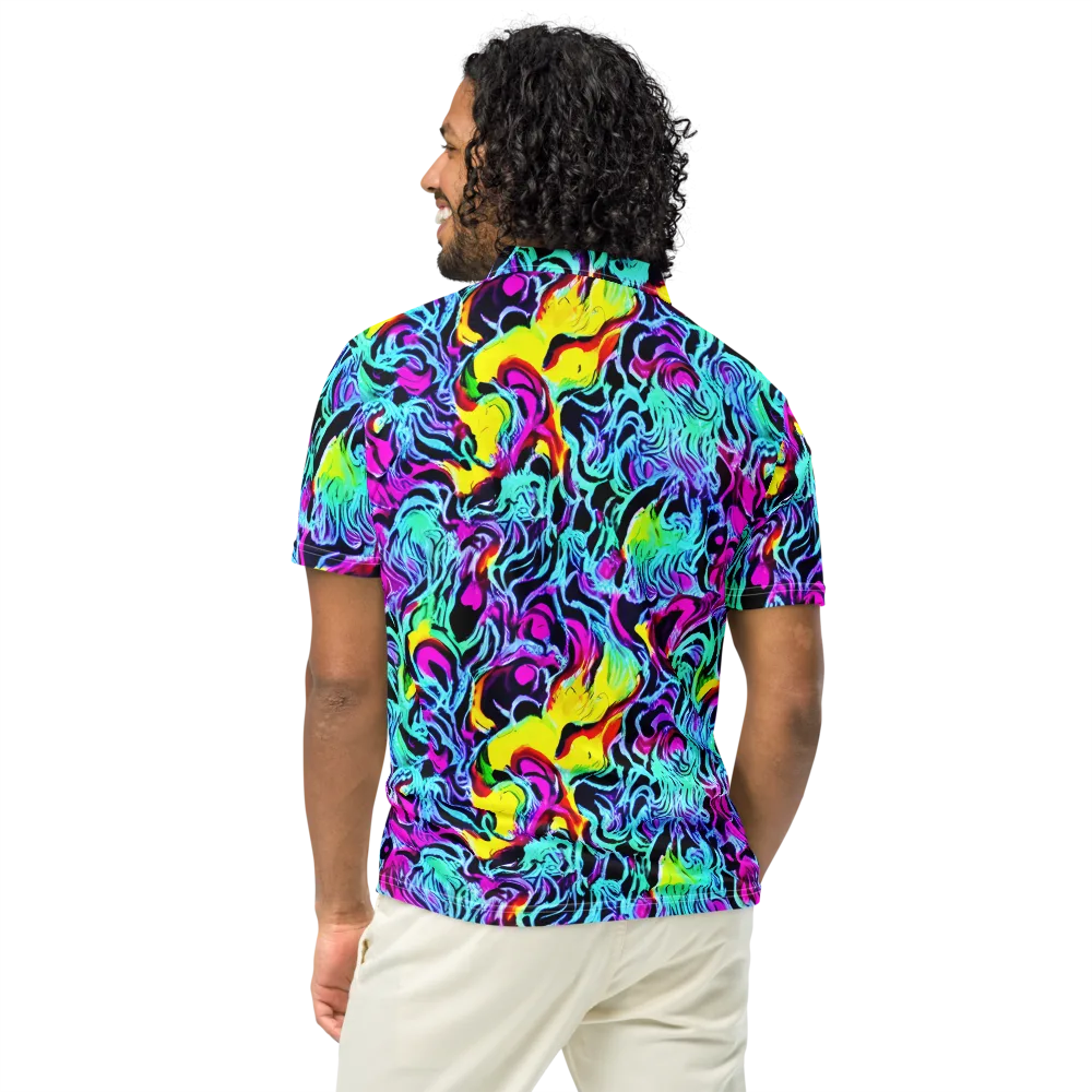 Fluoro Fever on Men's Slim Fit Polo Shirt — Back
