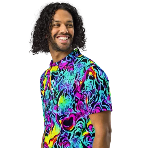 Fluoro Fever on a Men's Slim Fit Polo Shirt