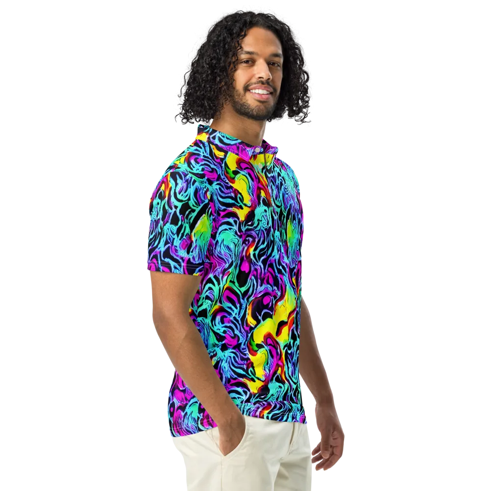 Fluoro Fever on Men's Slim Fit Polo Shirt — Right Front