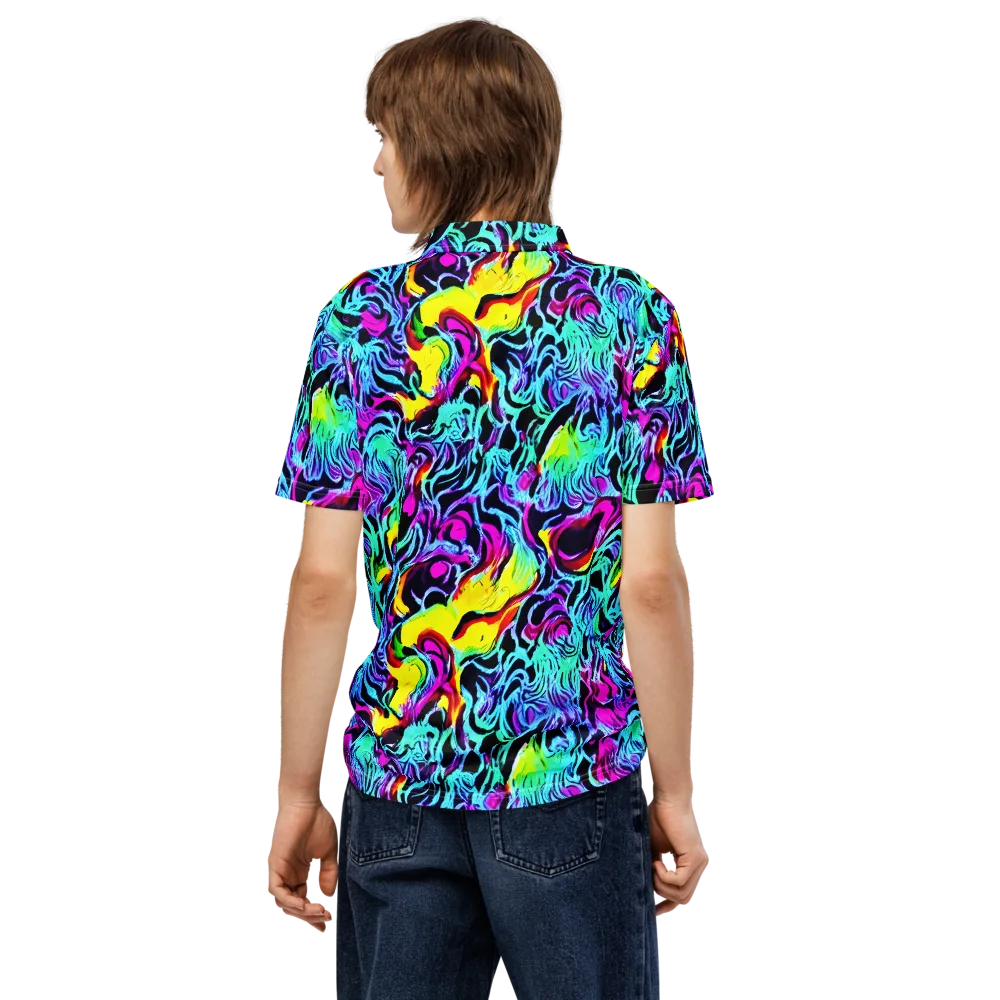Fluoro Fever on Men's Slim Fit Polo Shirt — Back