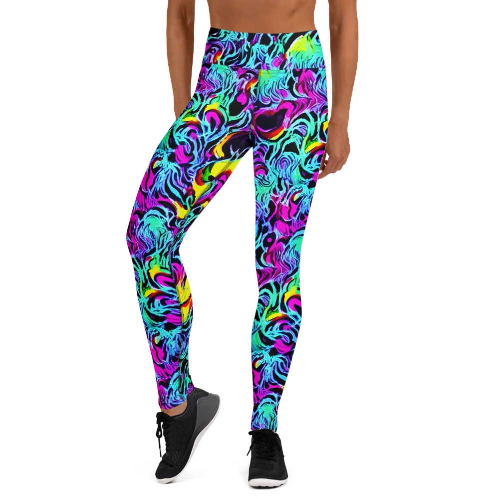 Fluoro Fever on Yoga Leggings — Front