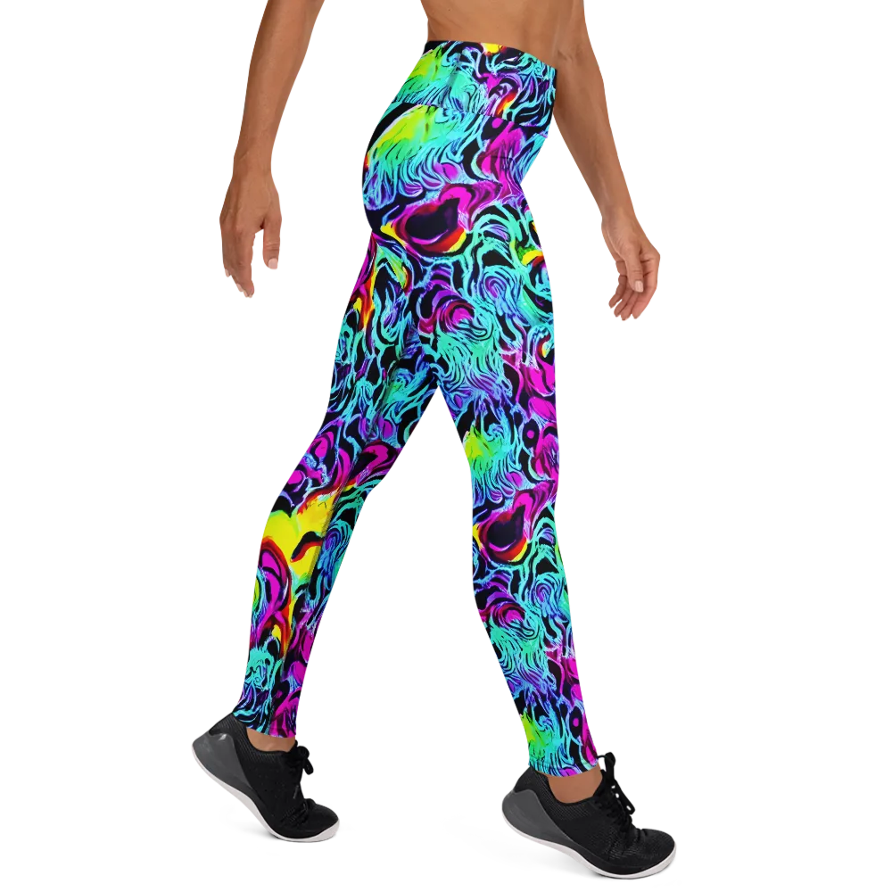 Fluoro Fever on Yoga Leggings — Right