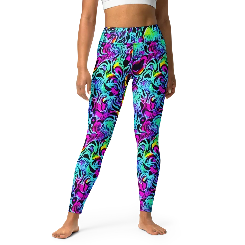 Fluoro Fever on Yoga Leggings — Front