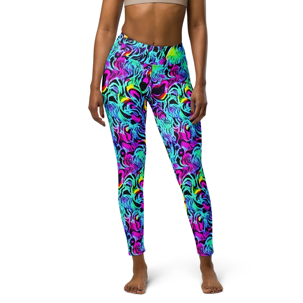 Fluoro Fever on Yoga Leggings — Front