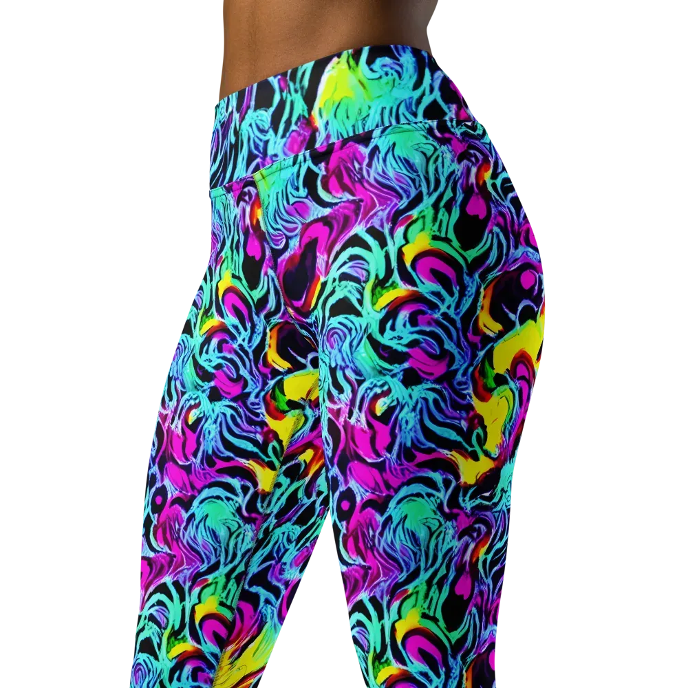 Fluoro Fever on Yoga Leggings — Left Front