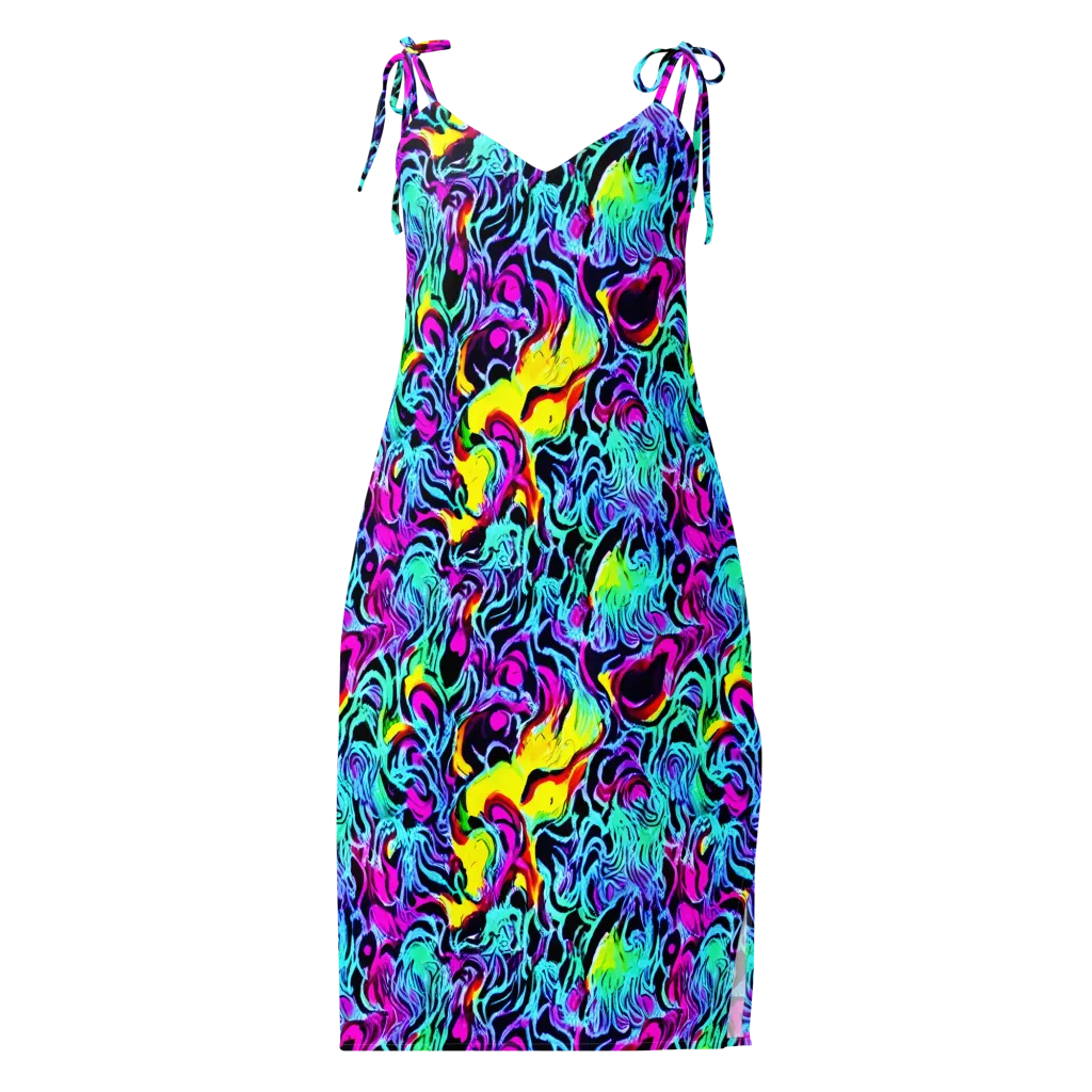 Fluoro Fever on Slip Dress — Front