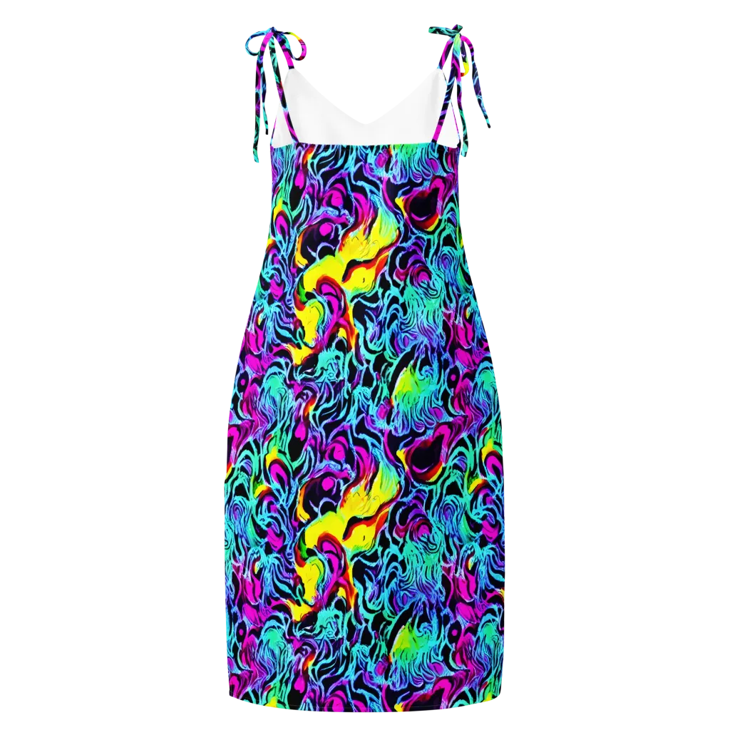 Fluoro Fever on Slip Dress — Back