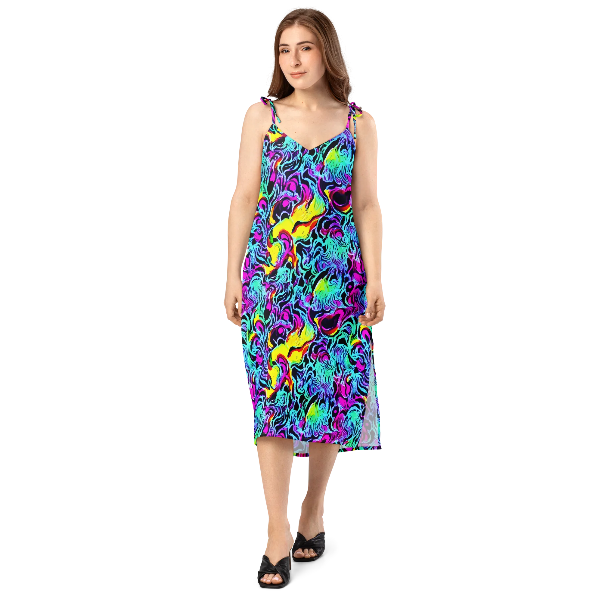 Fluoro Fever on Slip Dress — Front