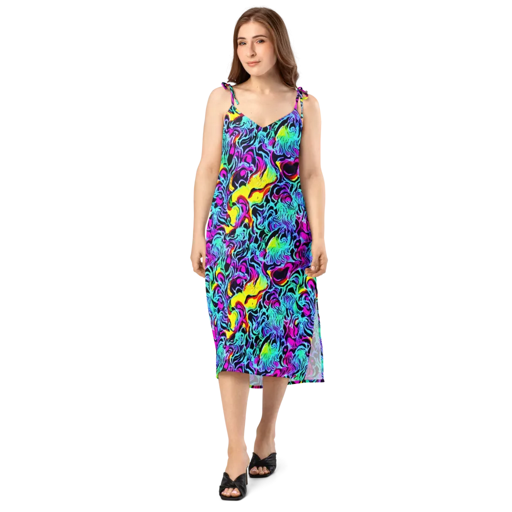 Fluoro Fever on Slip Dress — Front