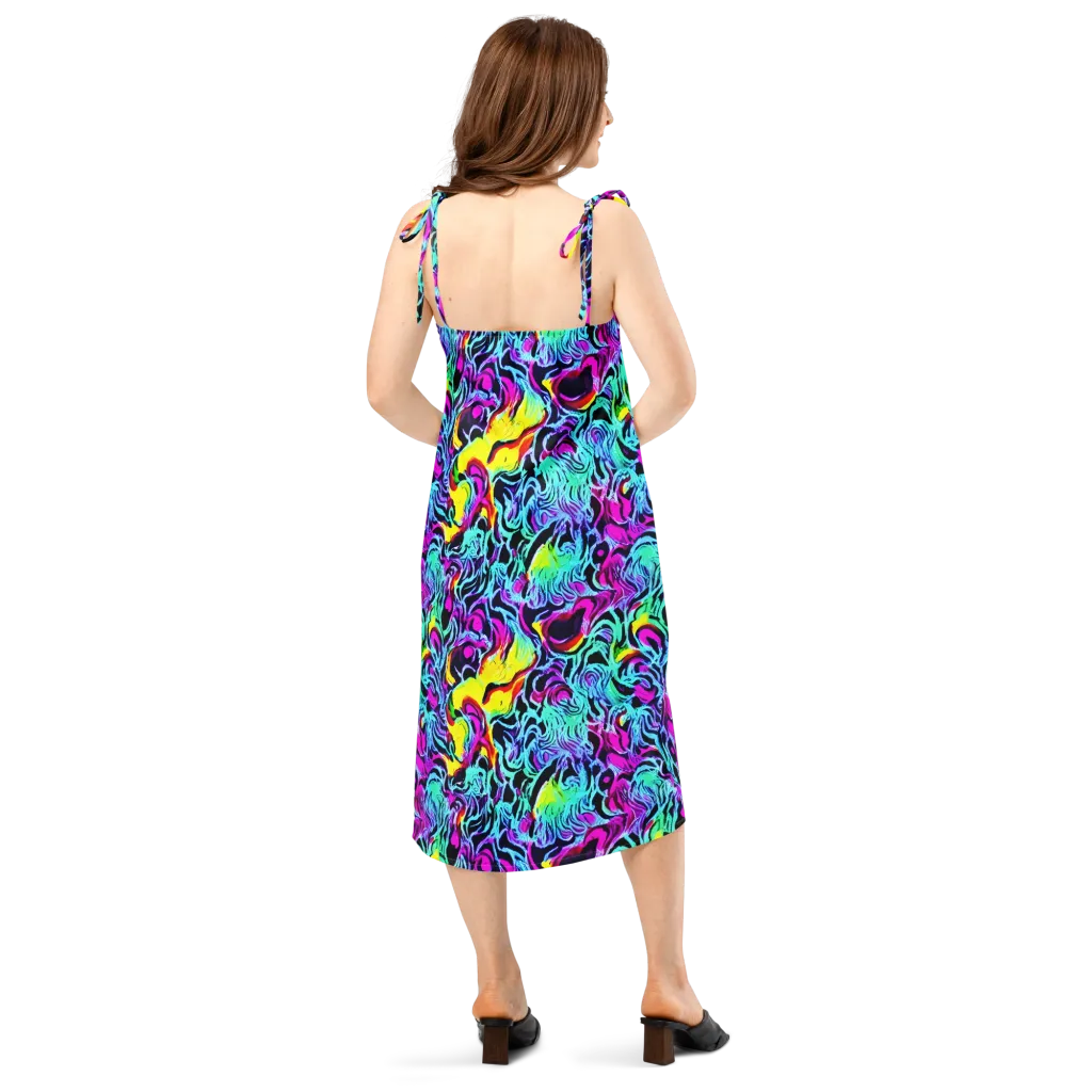 Fluoro Fever on Slip Dress — Back
