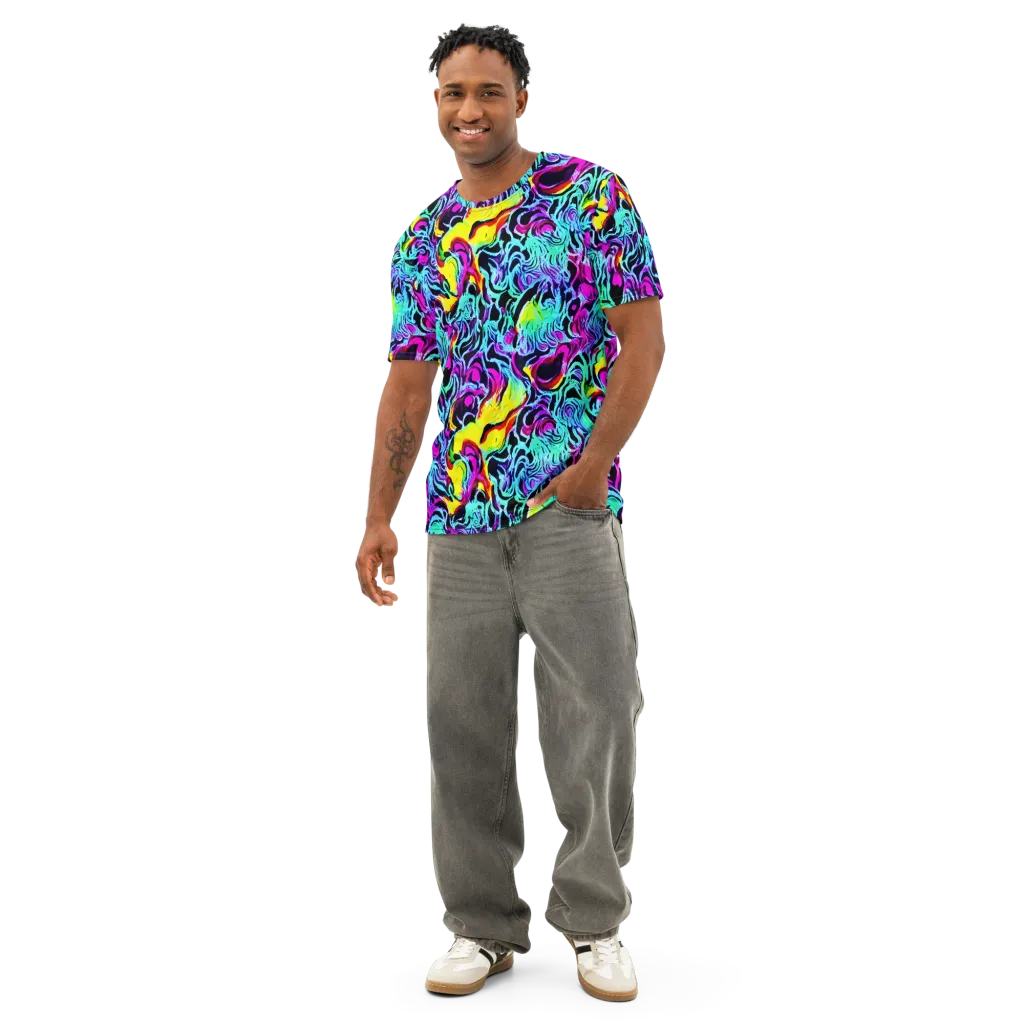 Fluoro Fever on Men's Cotton Crew Neck T-Shirt — Front