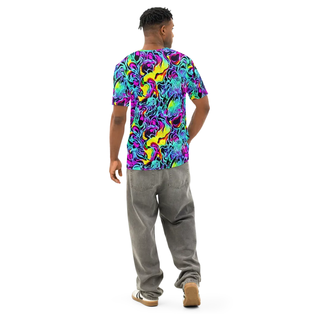 Fluoro Fever on Men's Cotton Crew Neck T-Shirt — Back
