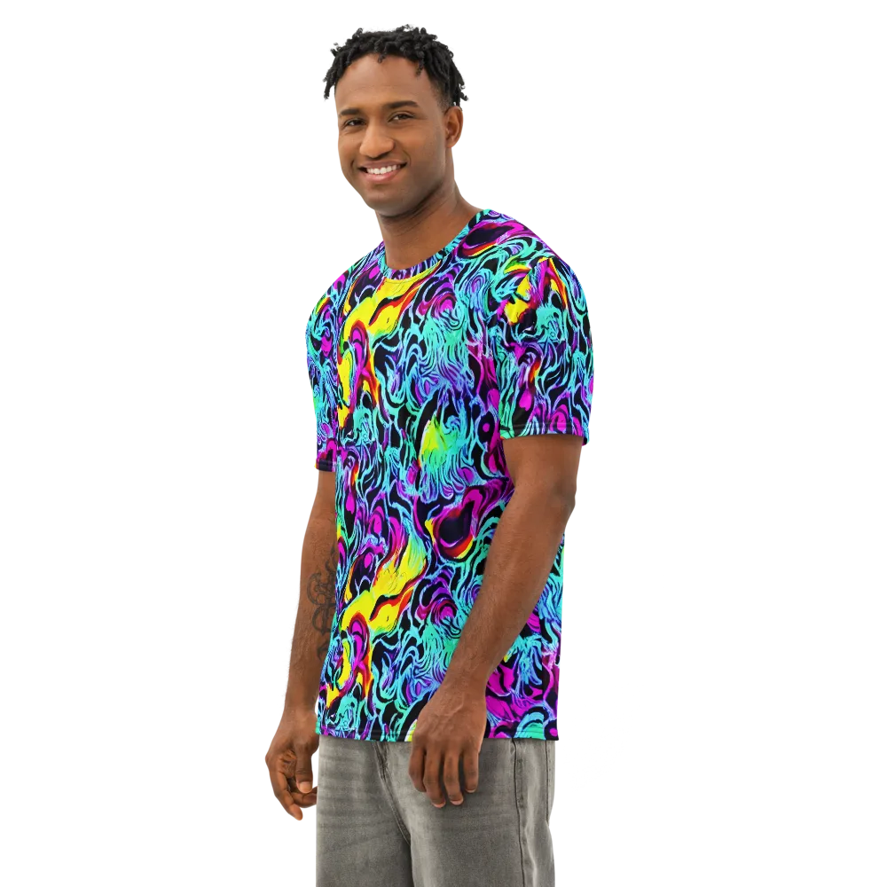Fluoro Fever on Men's Cotton Crew Neck T-Shirt — Left Front