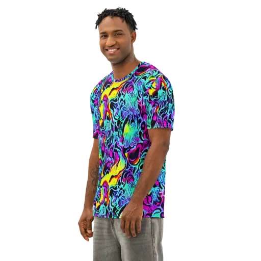 Fluoro Fever on a Men's Cotton Crew Neck T-Shirt