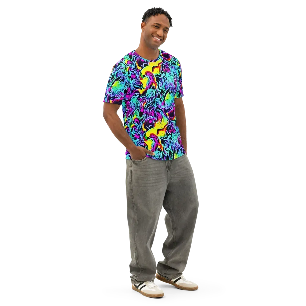 Fluoro Fever on Men's Cotton Crew Neck T-Shirt — Right Front