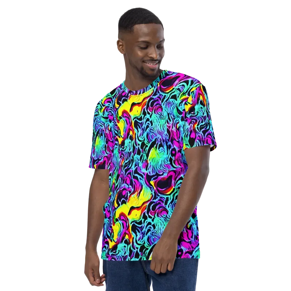 Fluoro Fever on Men's Crew Neck T-Shirt — Left
