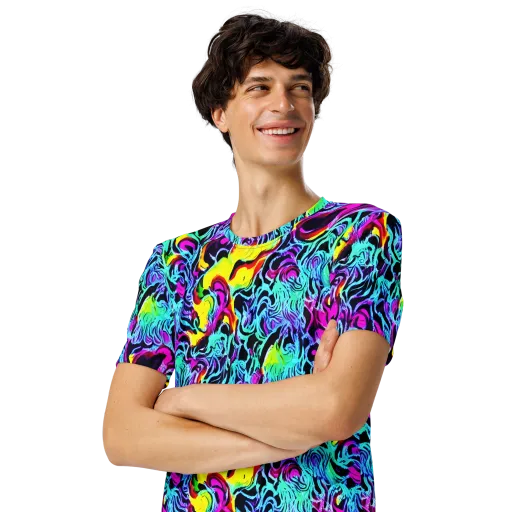 Fluoro Fever on a Men's Crew Neck T-Shirt