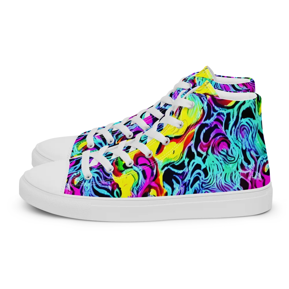 Fluoro Fever on Men's High Top Canvas Shoes — Left
