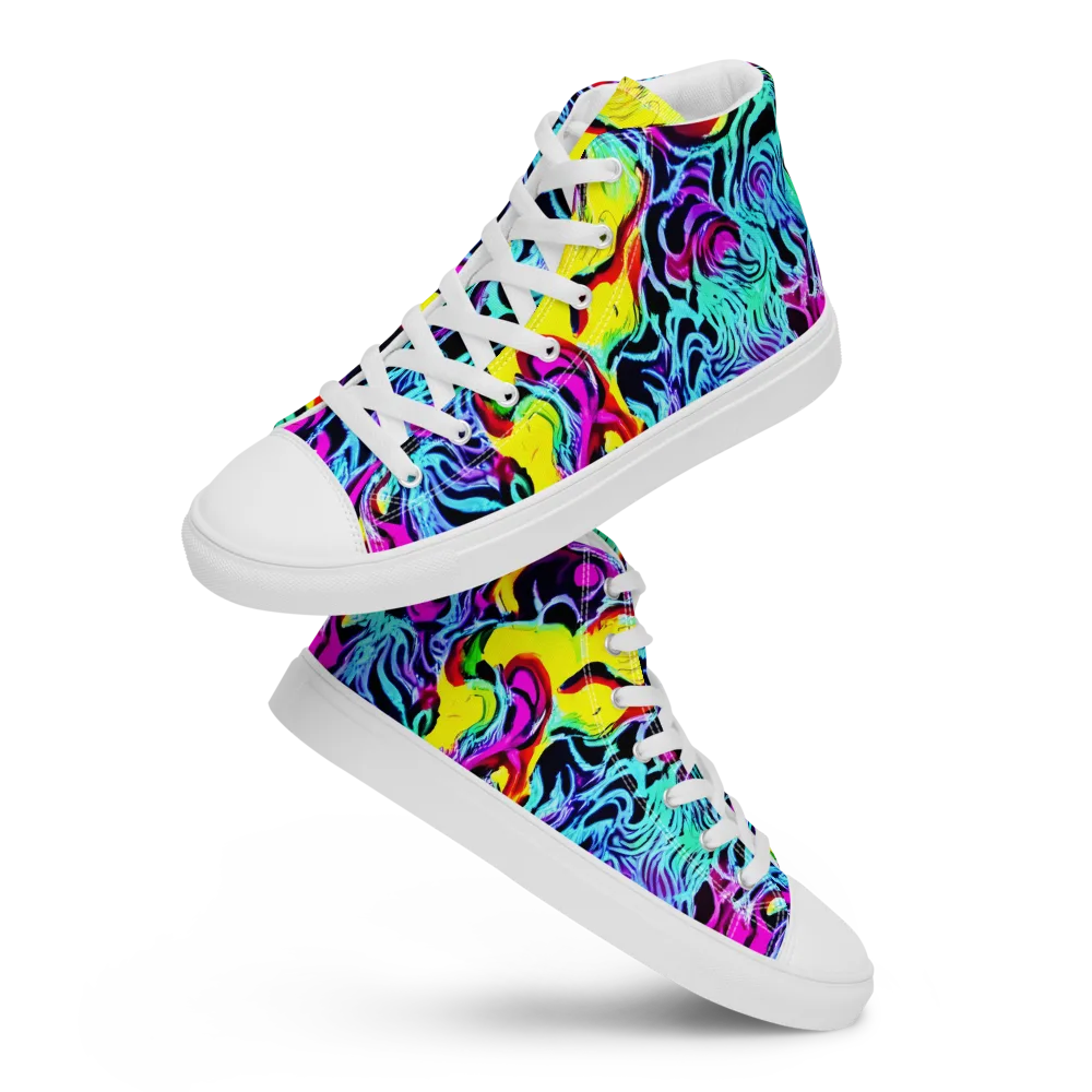 Fluoro Fever on Men's High Top Canvas Shoes — Front