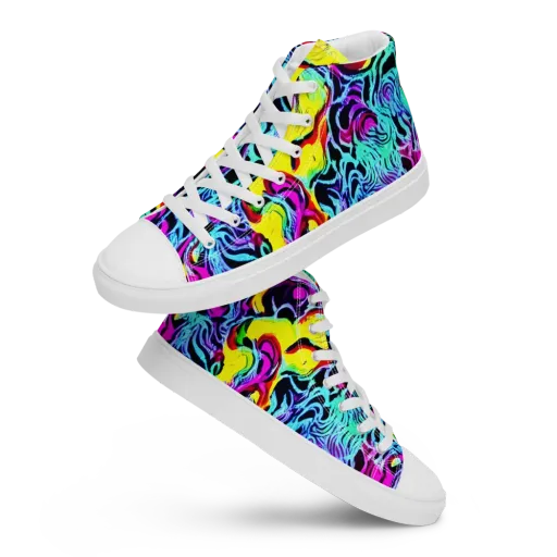 Fluoro Fever on a Men's High Top Canvas Shoes